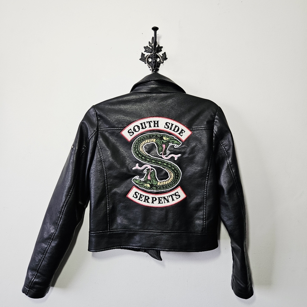 Riverdale Southside Serpants Vegan Leather Jacket Size M Asymmetrical Zip